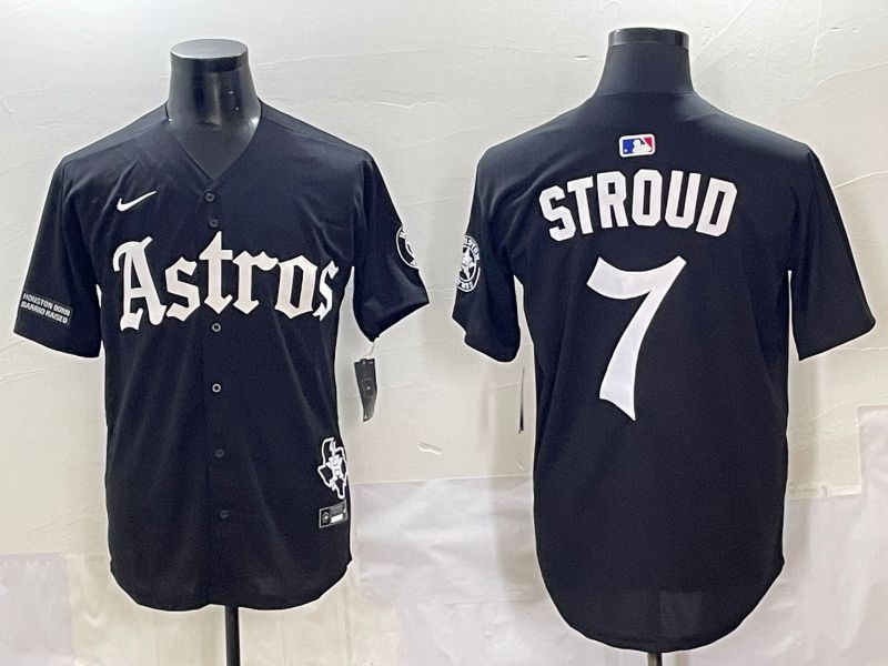 Men 2025 Houston Astros #7 Stroud Black Five generations Joint Name Nike MLB Jersey style 13